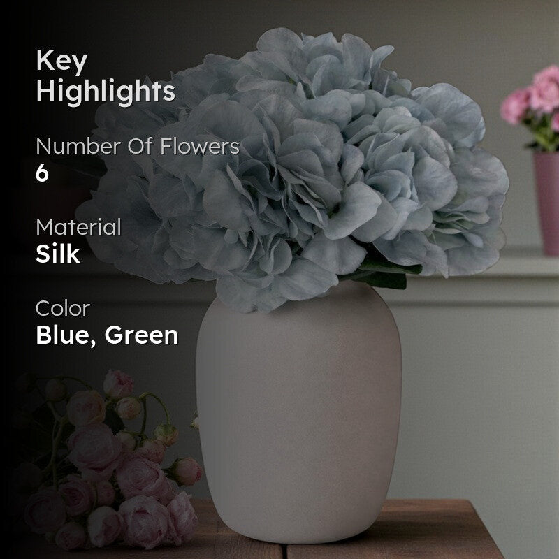 Hydrangia Silk Artificial Flower Stick - Blue media 2