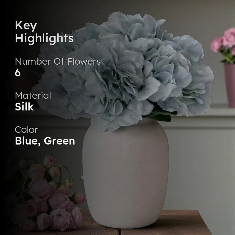 Hydrangia Silk Artificial Flower Stick - Blue media 2