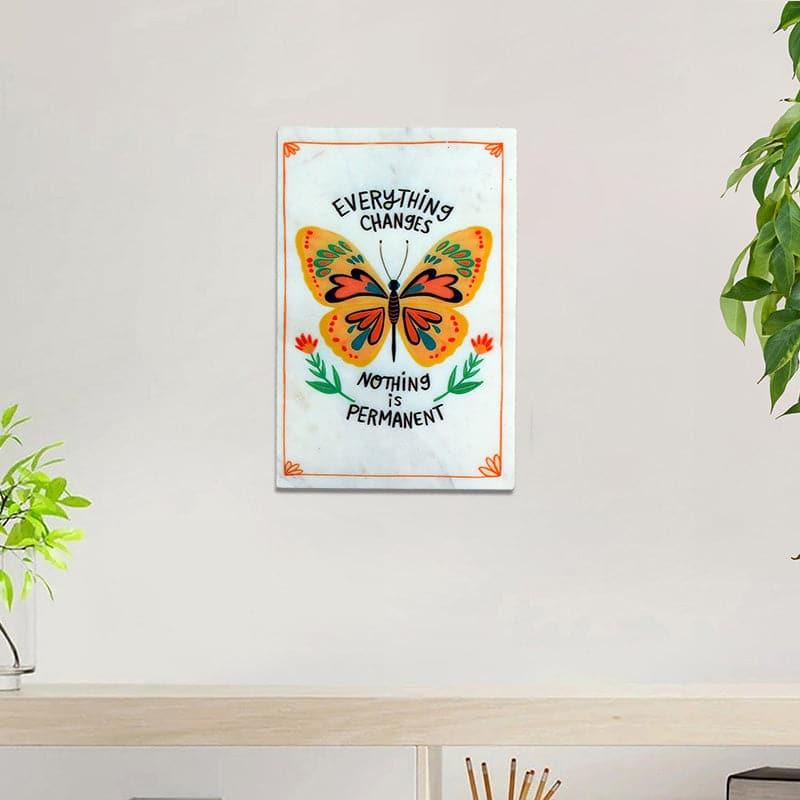 Nothing Is Permanent Butterfly Printed Marble Wall Accent