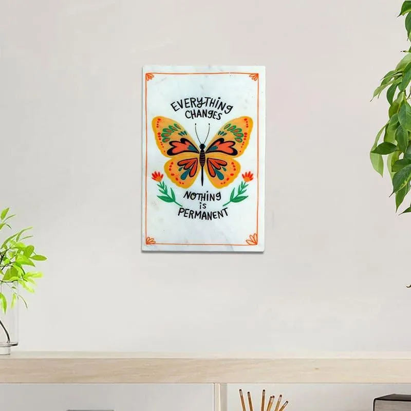 Nothing Is Permanent Butterfly Printed Marble Wall Accent media 1