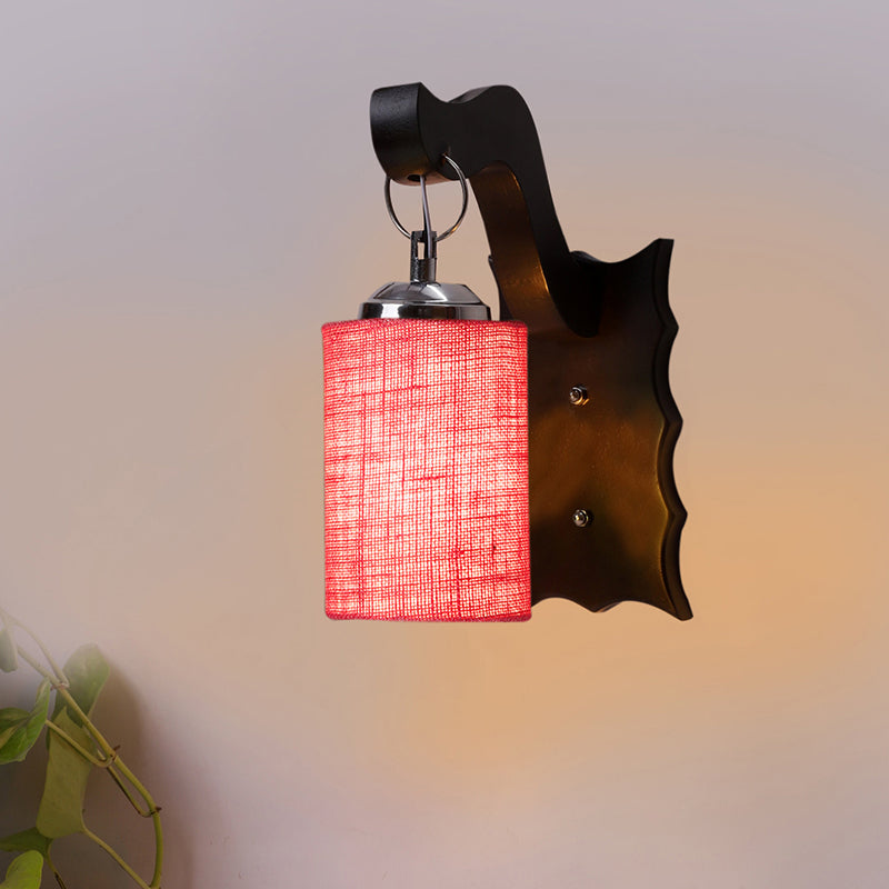 Delphi Jute & Wooden Wall Lamp - Pink