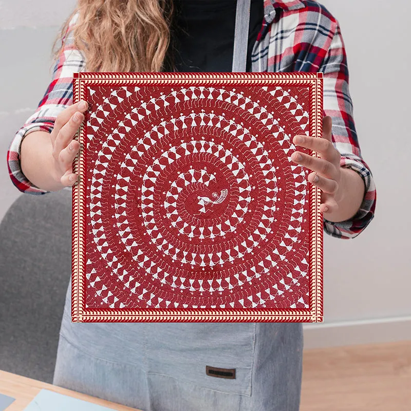 Warli Motif II Canvas Wall Art - Set Of Two media 5