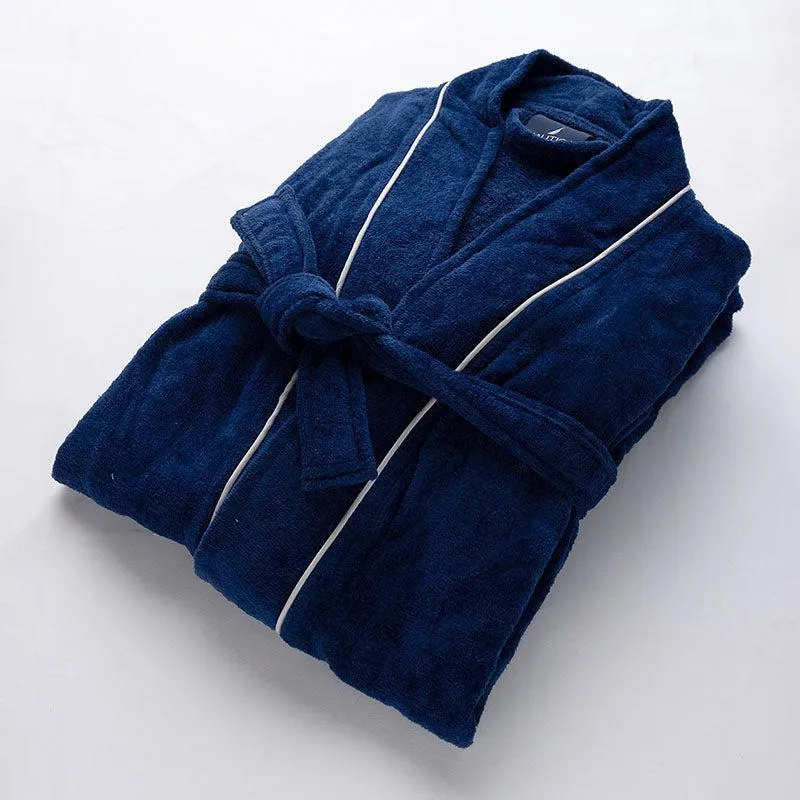 Nautica Men's Cashmere Dreams Cotton Bath Robe - Navy Blue media 7