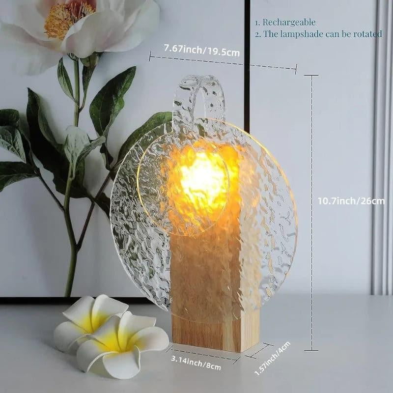 Hydro Wave Rotating Wooden Table Lamp - Transparent,Brown media 4