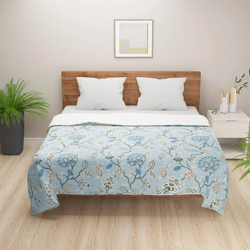 Swayam Hilda Floral Cotton Dohar (Blue) - 110 GSM media 5