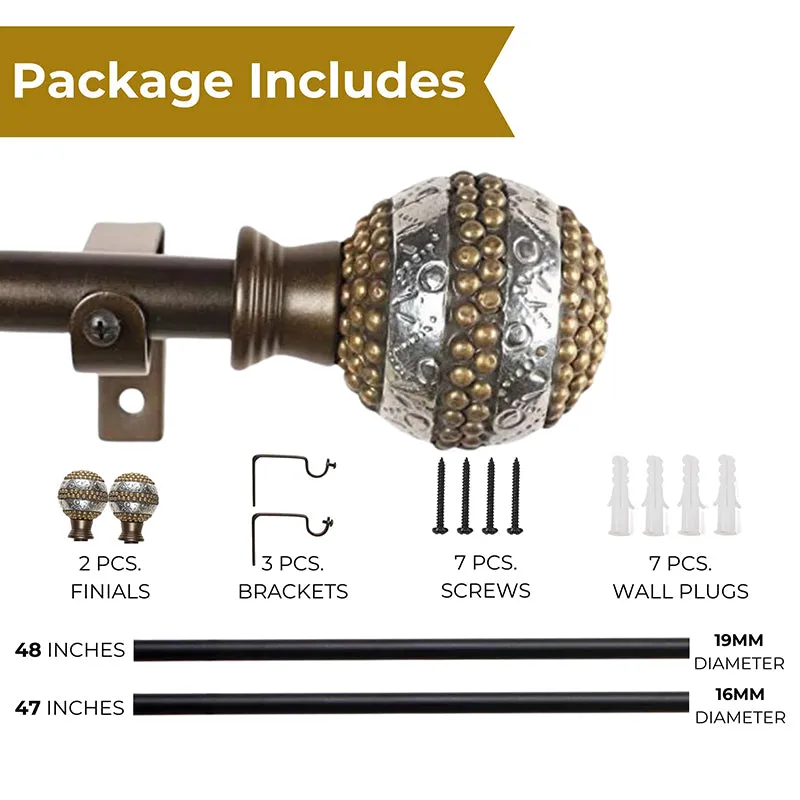 Celestia Extendable 1" Single Curtain Rod With Round Finial & Brackets media 5