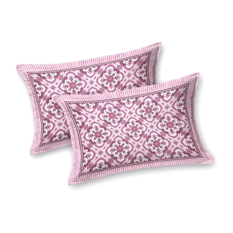 Lineel Cotton Bedsheet (Pink,White) - 240 TC media 4