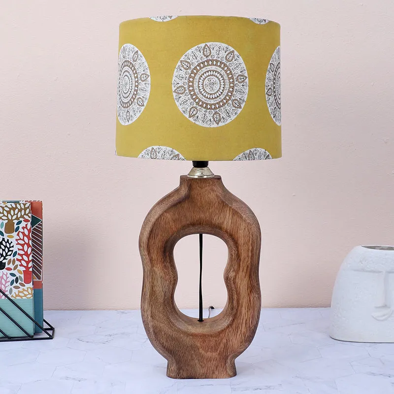 Mandala Merry Hewn Printed Mango Wood Table Lamp - Brown,Yellow,White media 2