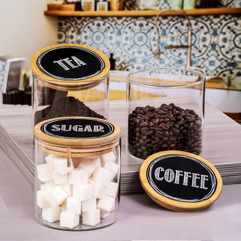 Transparent Glass Jars with Lid (650 mL Each) - Set of Three