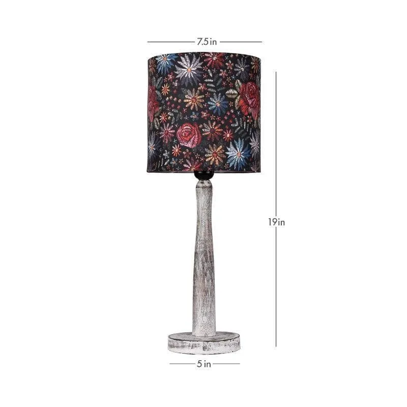 Psychedelic Trance With Wooden Pillar Fabric Table Lamp - Multicolor media 5