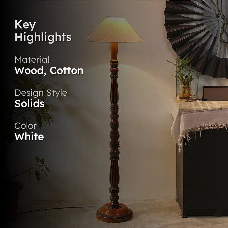 Krida Vintage Wooden Floor Lamp - Off-White media 2