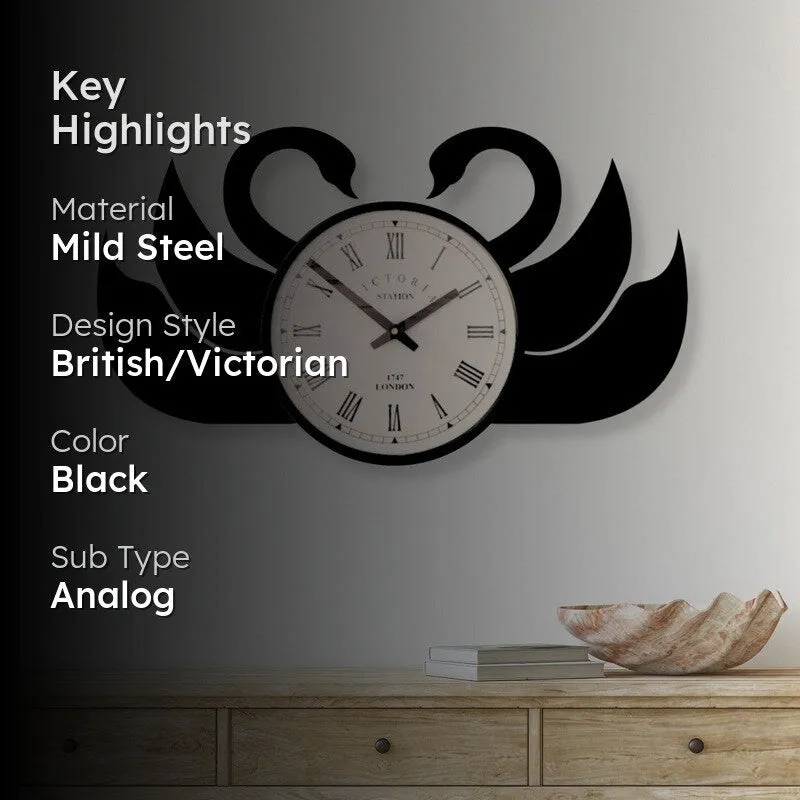 Swan Steel Analog Wall Clock - Black media 2