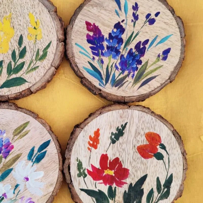 Rivera Bloom Handpainted Coaster -  Set Of Four media 3