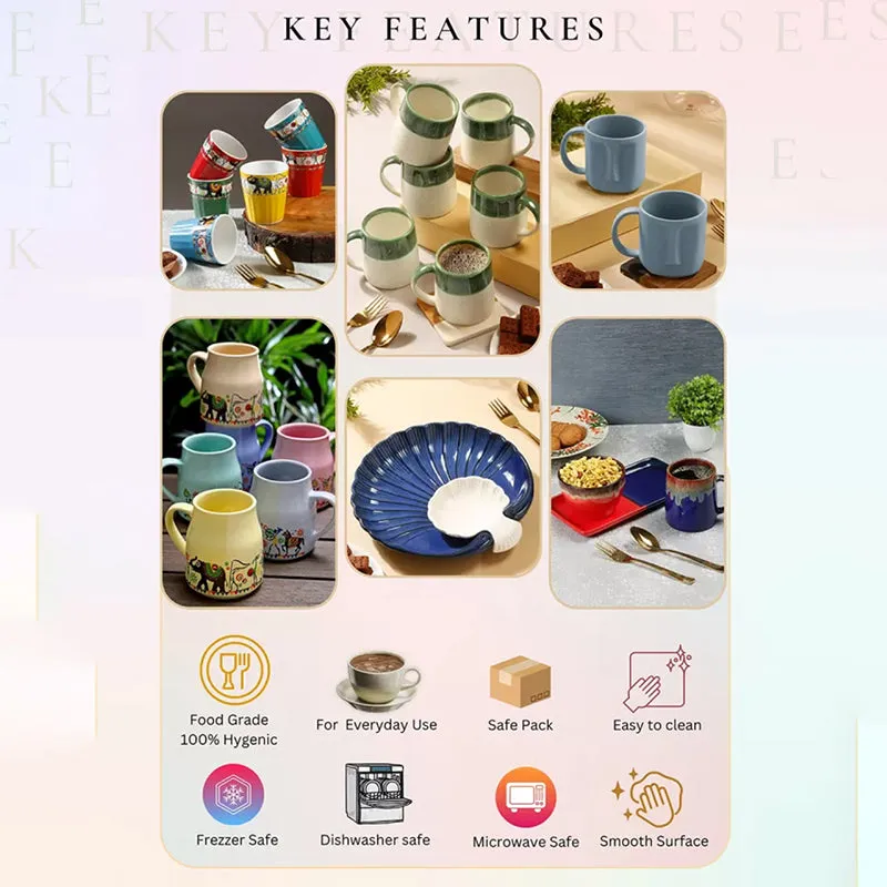 Elephenta Ceramic Tea Cup (220 mL Each) -  Set of Six media 5