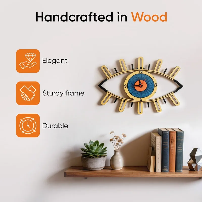 Eye Glare Wooden Wall Clock media 4