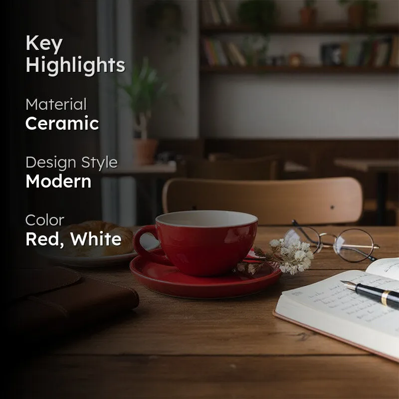 Cedar Ceramic Cup & Saucer (300 mL) - Red media 2