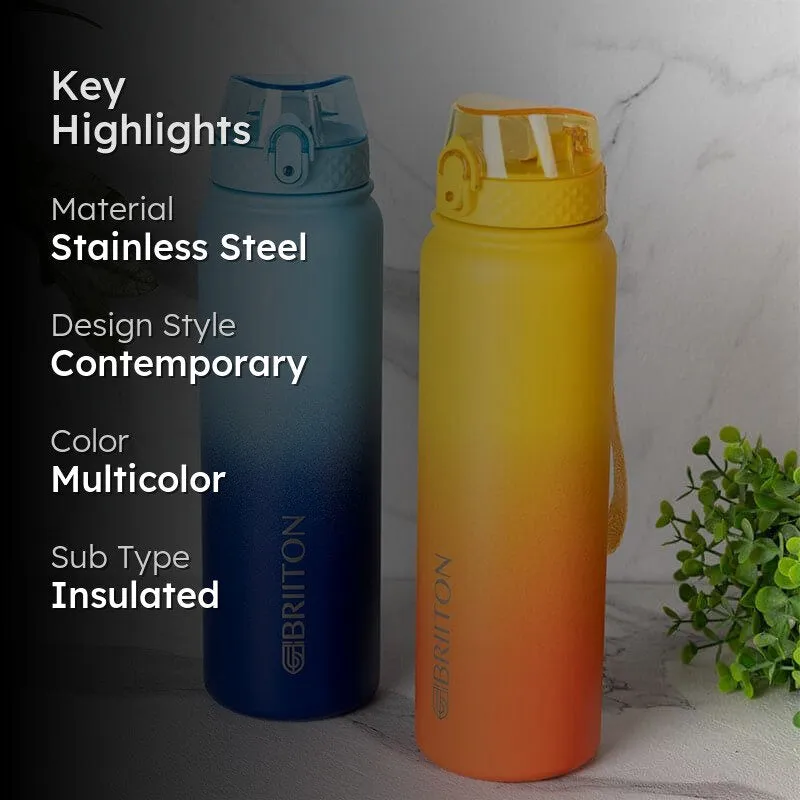 Hydrona Hot & Cold Thermos Water Bottle (Blue & Yellow, 1000 mL Each) - Set Of Two media 2