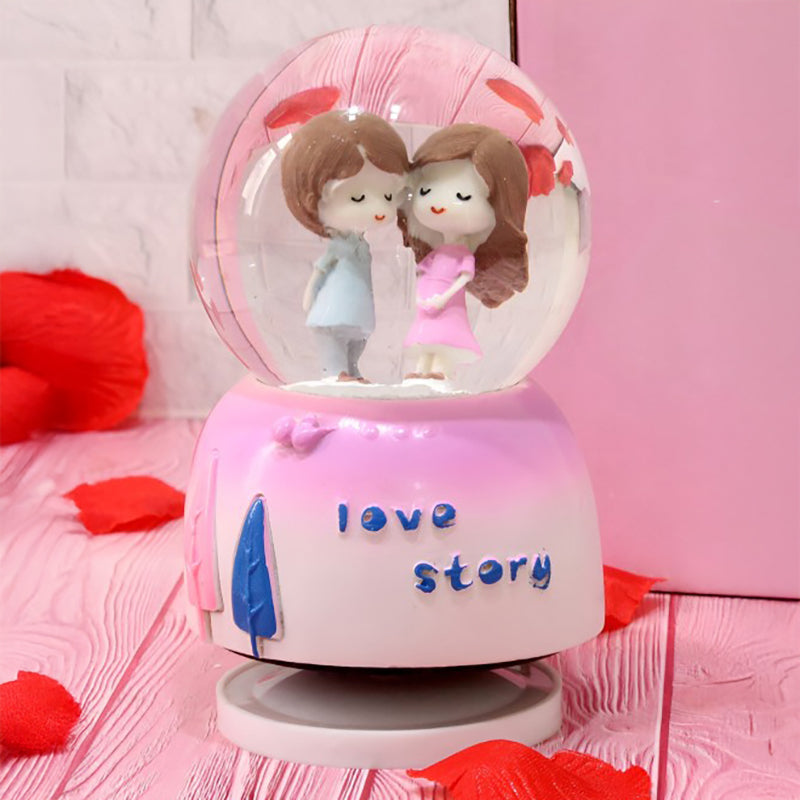 Love's Winter Tale Glass Snow Globe Showpiece