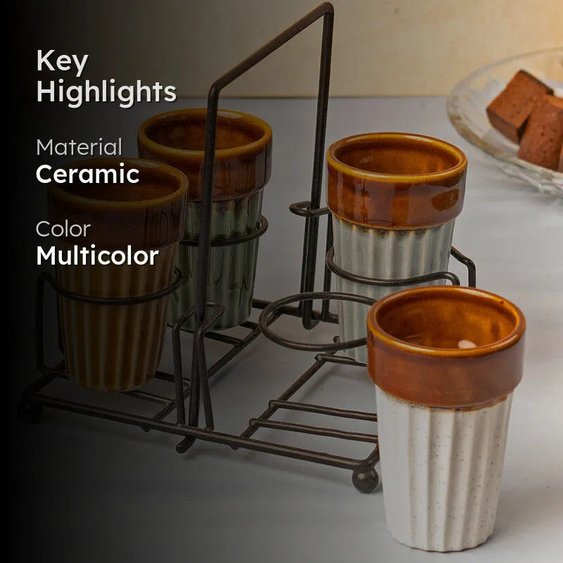 Aria Handmade Khulhad With Stand (110 ML) - Five Piece Set media 2