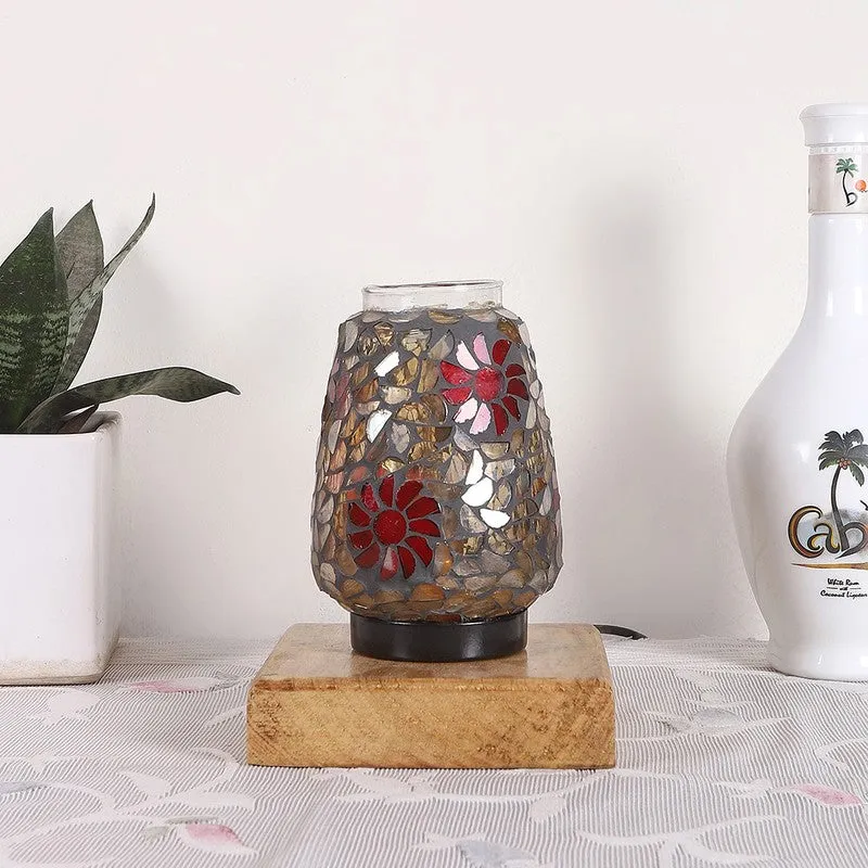Lumen Mosaic Glass Table Lamp With Wooden Base - Multicolor media 4
