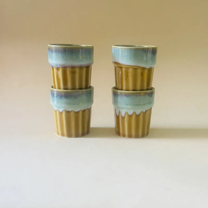 Handcrafted Ceramic Kulhads (Mustard/70 mL Each) - Set of Four media 3