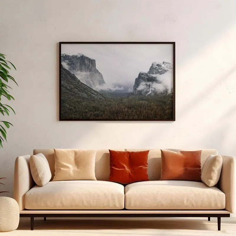 Yosemite Valley Canvas Wall Painting - Black Frame media 4