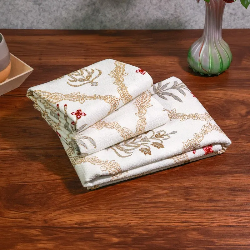 Costal Leaf Cotton Hand Towel - Sky Brown media 6