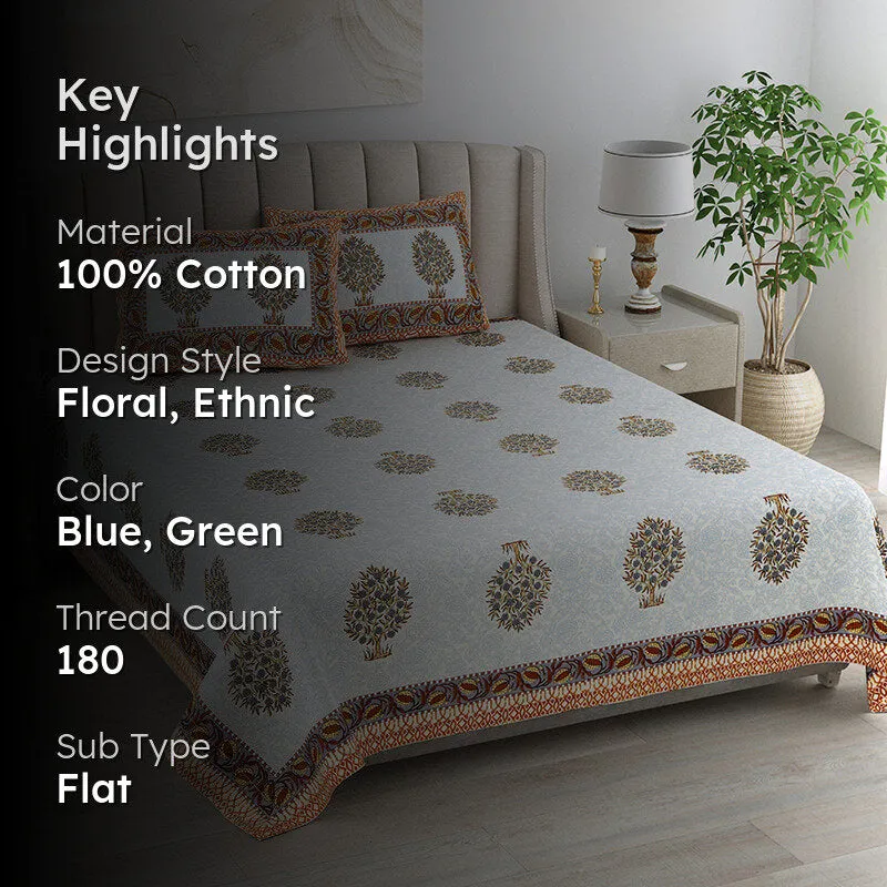 Anargha Cotton Bedsheet (Brown, Grey) - 180 TC media 2