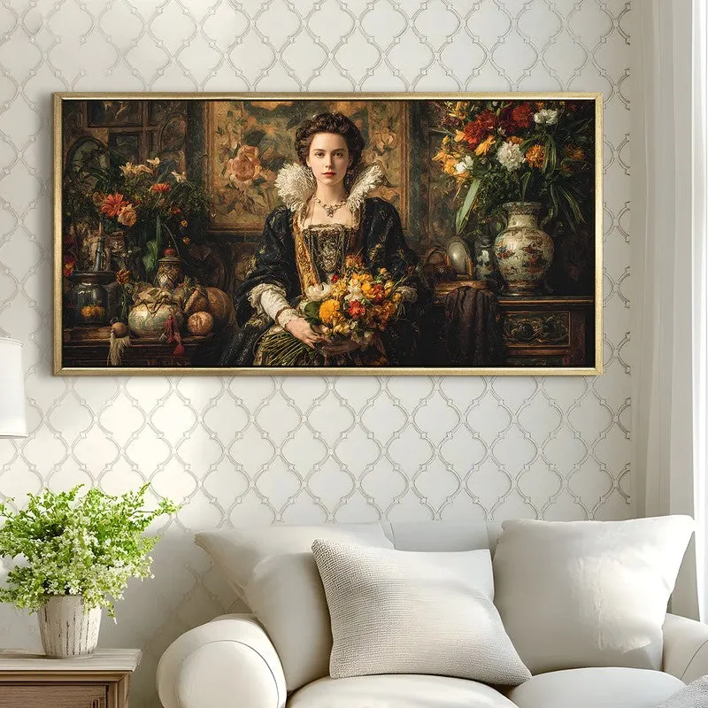 Gilded Bouquet Canvas Wall Painting With Frame media 4