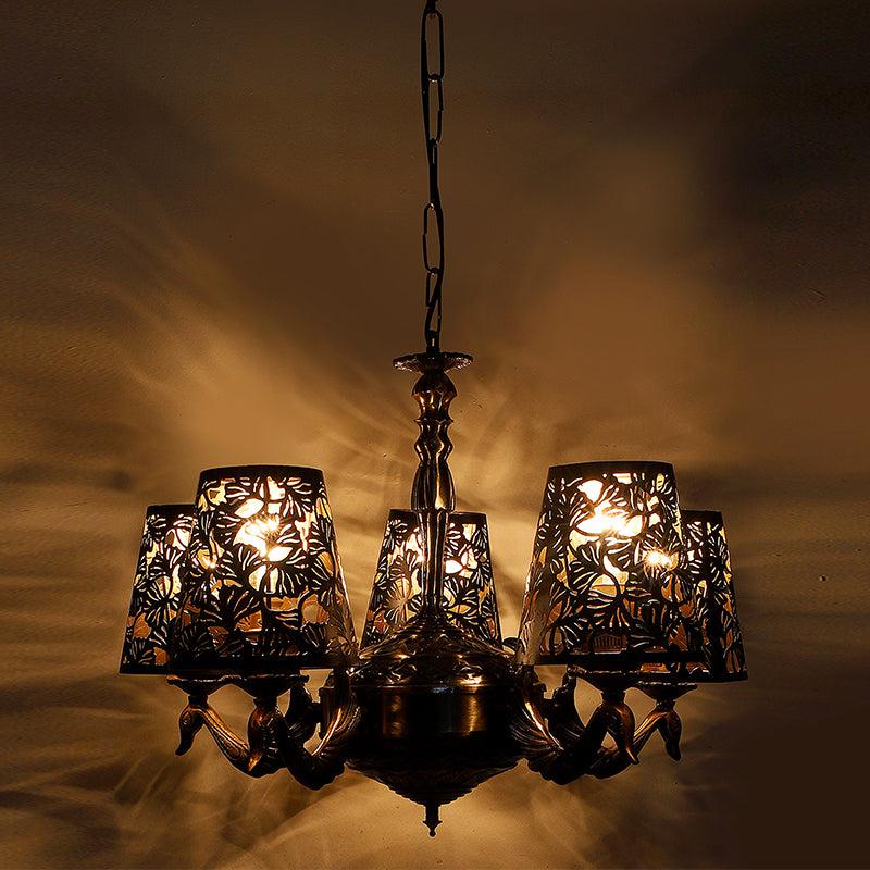 Bloomy Etched Mayoor Golden Antique Ceiling Lamp