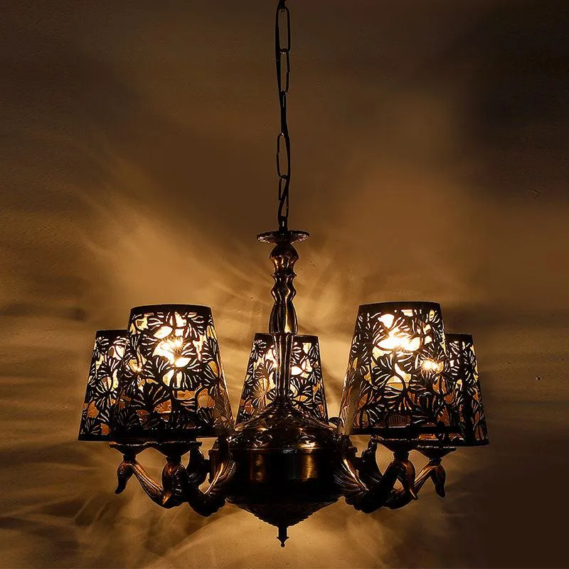 Bloomy Etched Mayoor Golden Antique Ceiling Lamp media 1