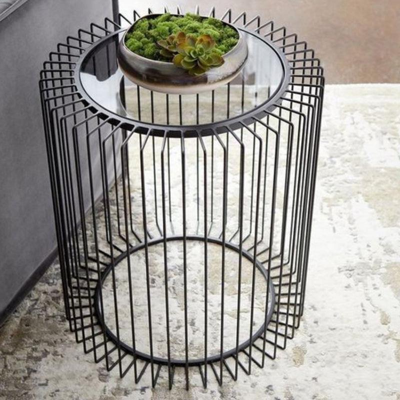 Curator's Arc Metal Accent Table with Marble Top