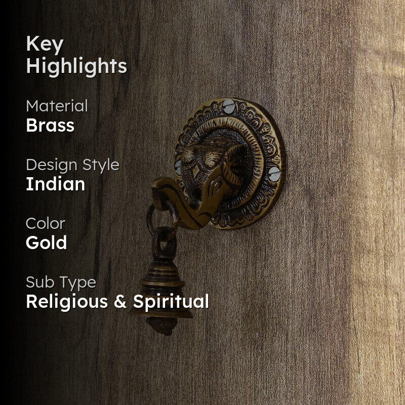 Vinayaka With Bell Brass Wall Accent media 2