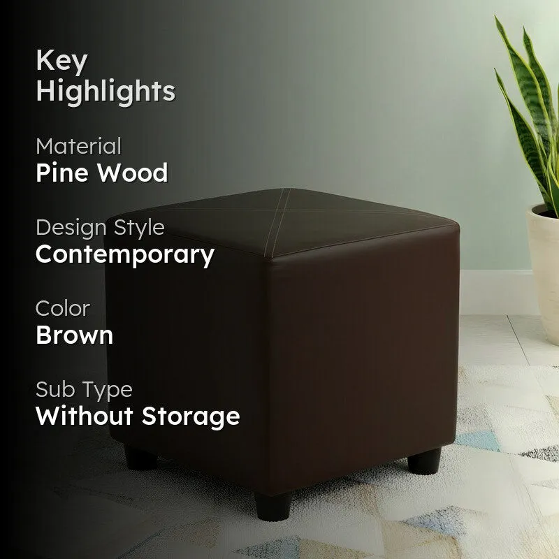 Lrixon Pine Wood Pouffe - Brown media 2