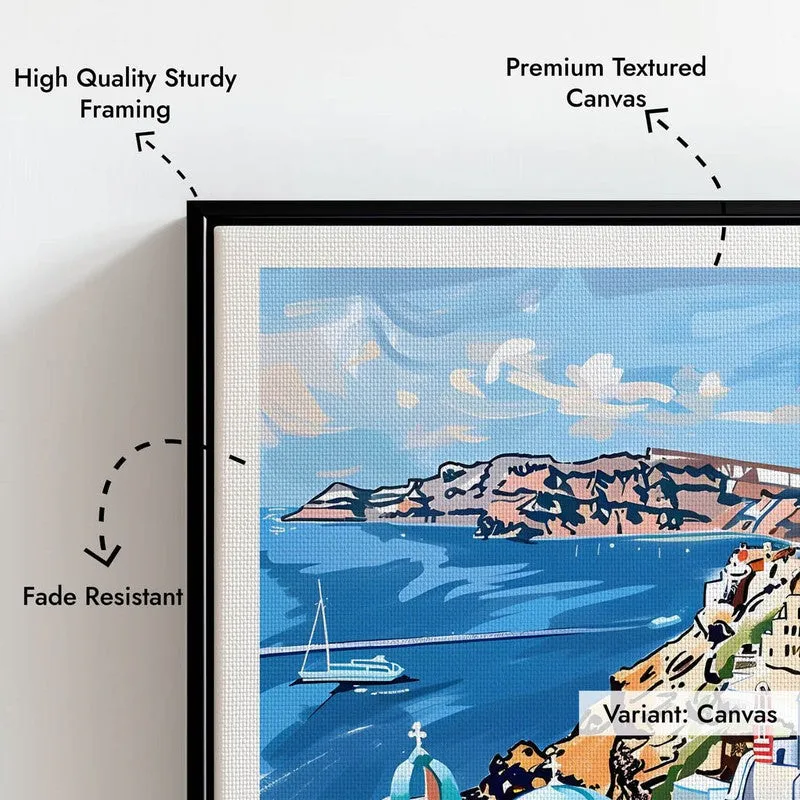 Vintage Santorini Framed Canvas Wall Painting media 7