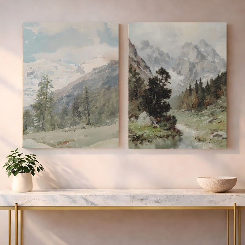 Whispering Hillscape Canvas Wall Art - Set of Two