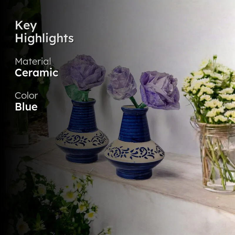 Mitti Azure Ceramic Vase - Set Of Two media 2