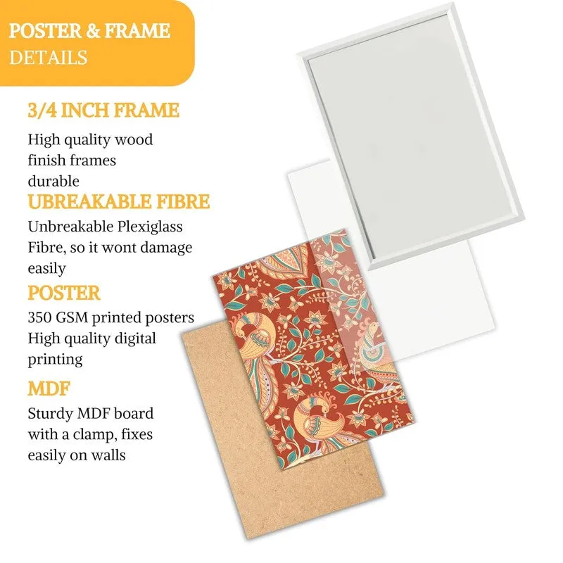 Paisley Charm Paper Wall Painting With Frame - White media 5