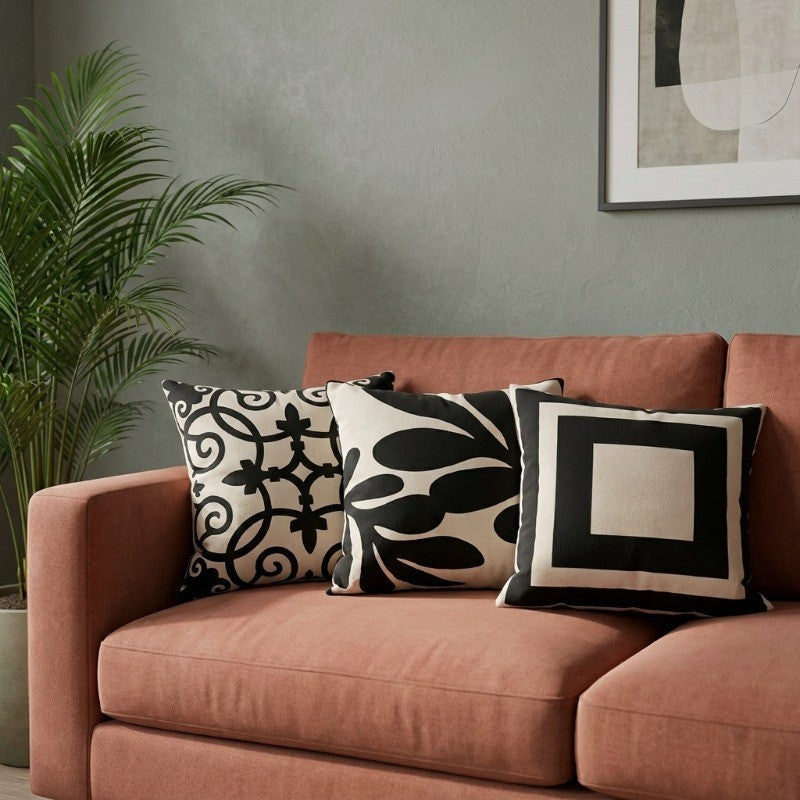 Print Comfort Printed Cotton Cushion Cover - Set of Three - 18 x 18 Inches