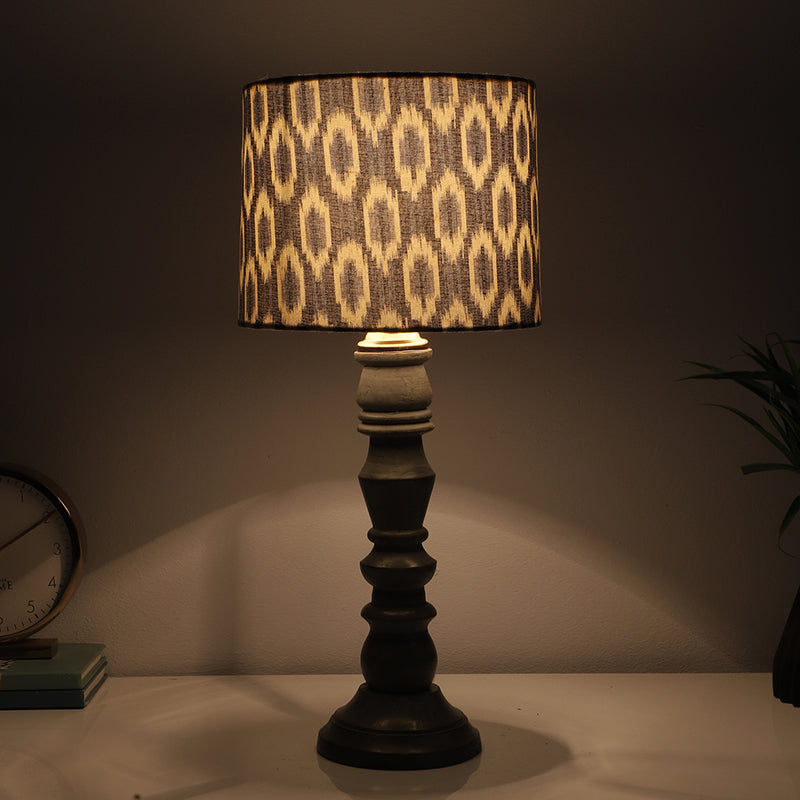 Lois Bantu Printed Mango Wood Table Lamp - Blue,White