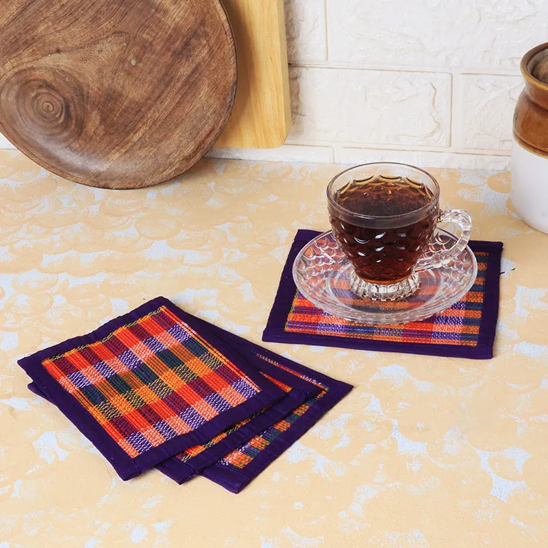 Chequered Zen Bamboo Coaster (Purple) - Set Of Four media 3