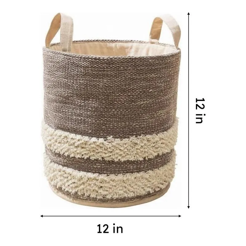 Milia Stripe Natural Fiber Laundry Basket media 6