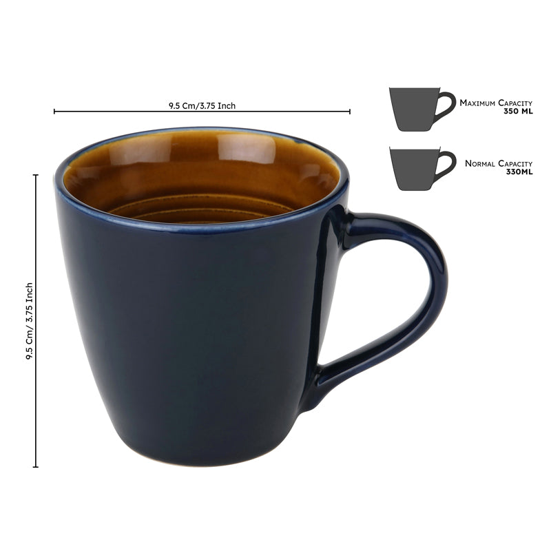 Karvaa Ceramic Coffee Mug (Royal Blue/350 mL Each) - Set Of Four image 8