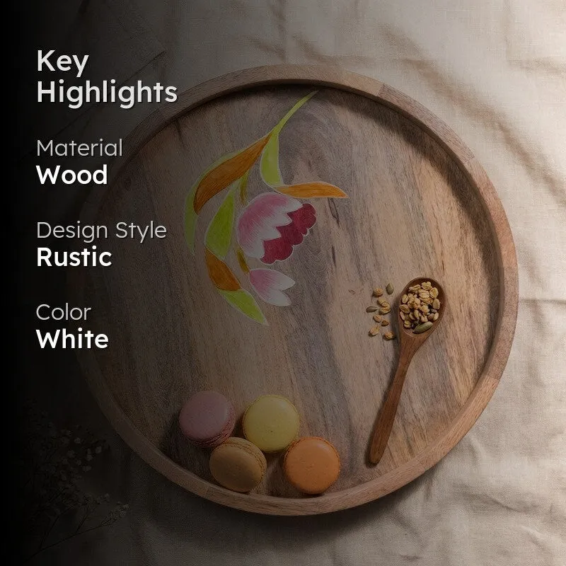 Padma Lotus Inspired Wood Rotating Serving Platter media 2