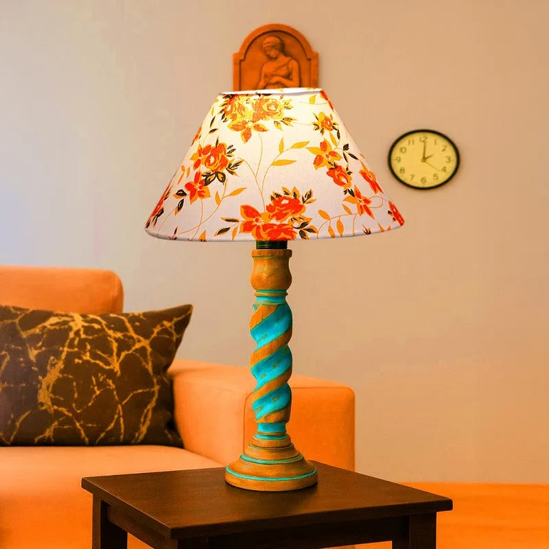 Elara Zyra Floral Wooden Table Lamp - Multicolor media 3