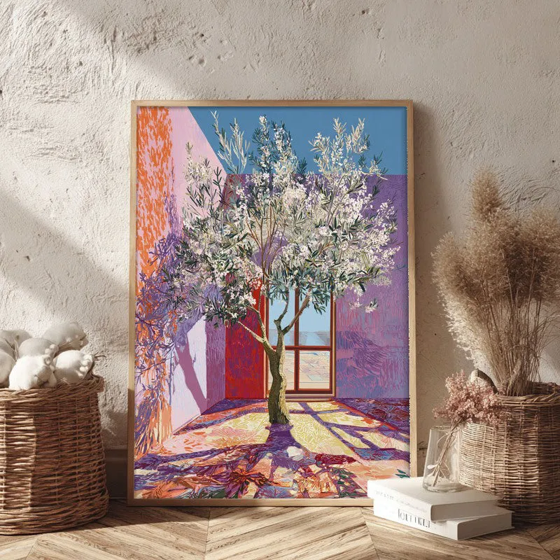 Pastel Canopy Canvas Wall Painting - Brown Frame media 3