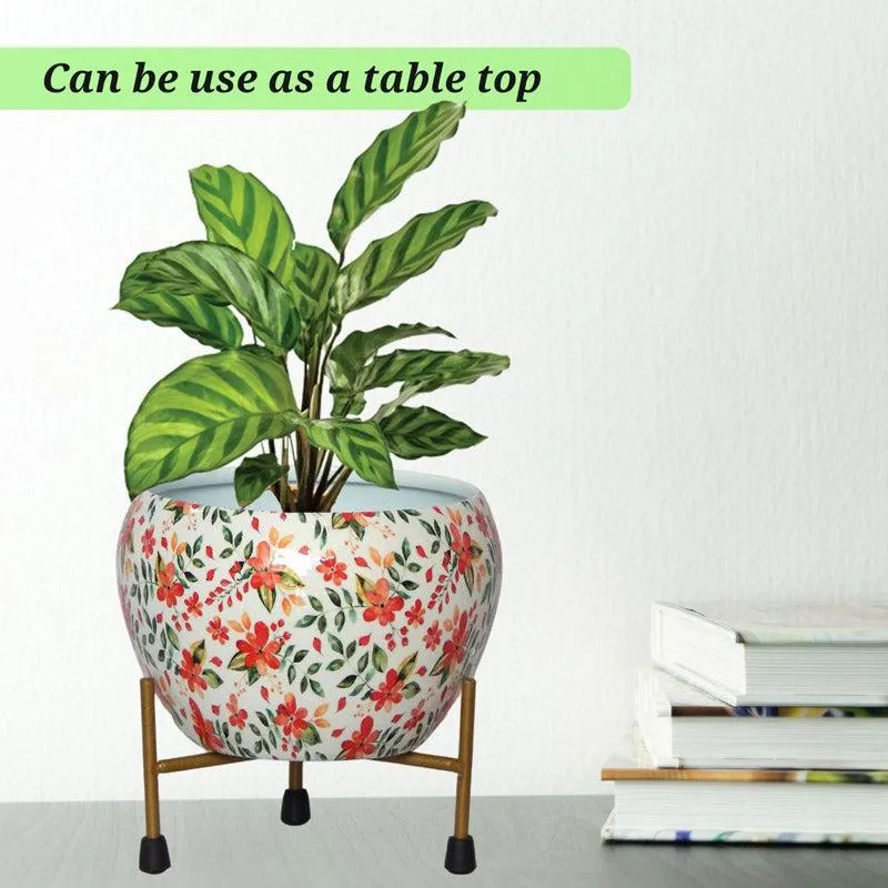 Julietta Peach Floral Planter With Stand - Set Of Two media 4