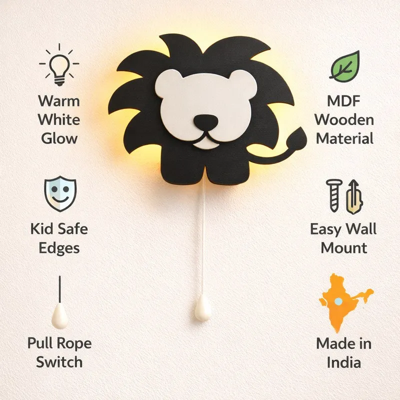 Pureva Lion Battery Operated MDF Wall Lamp - Black media 10