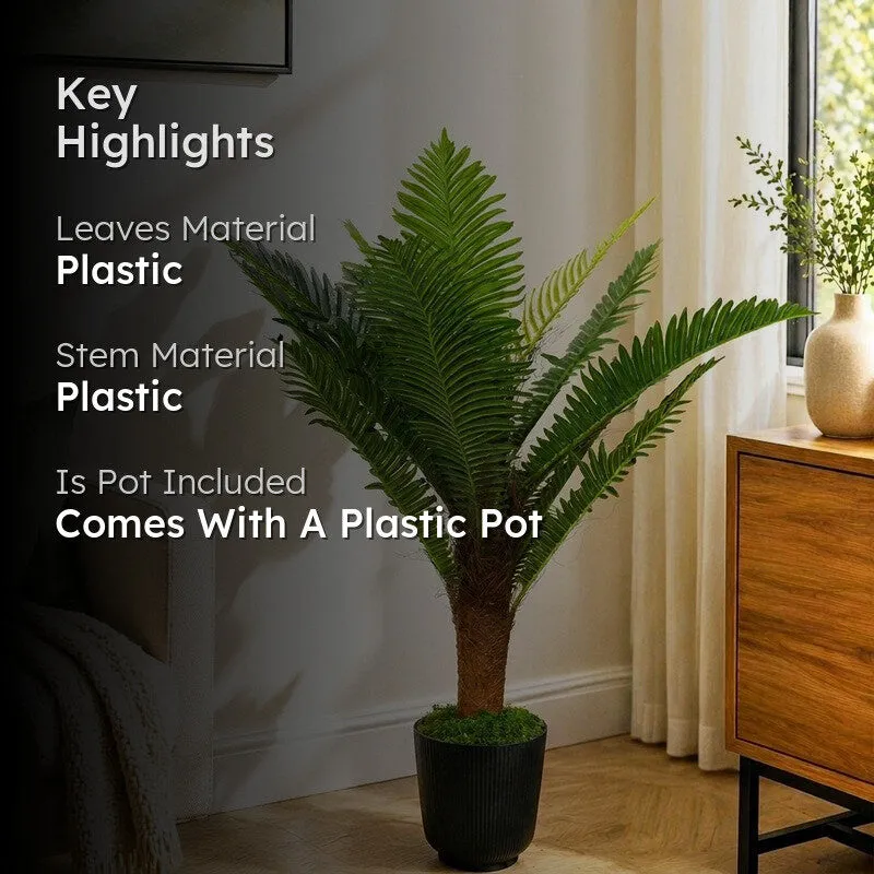 Pure Verde Palm Artificial Plant With Black Plastic Pot - 89 cm (2.9 ft) media 2