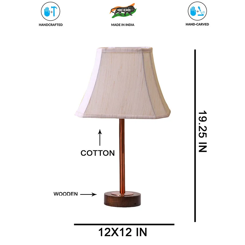 Ceylon Rodin Wooden Table Lamp - OffWhite,Copper,Brown media 7